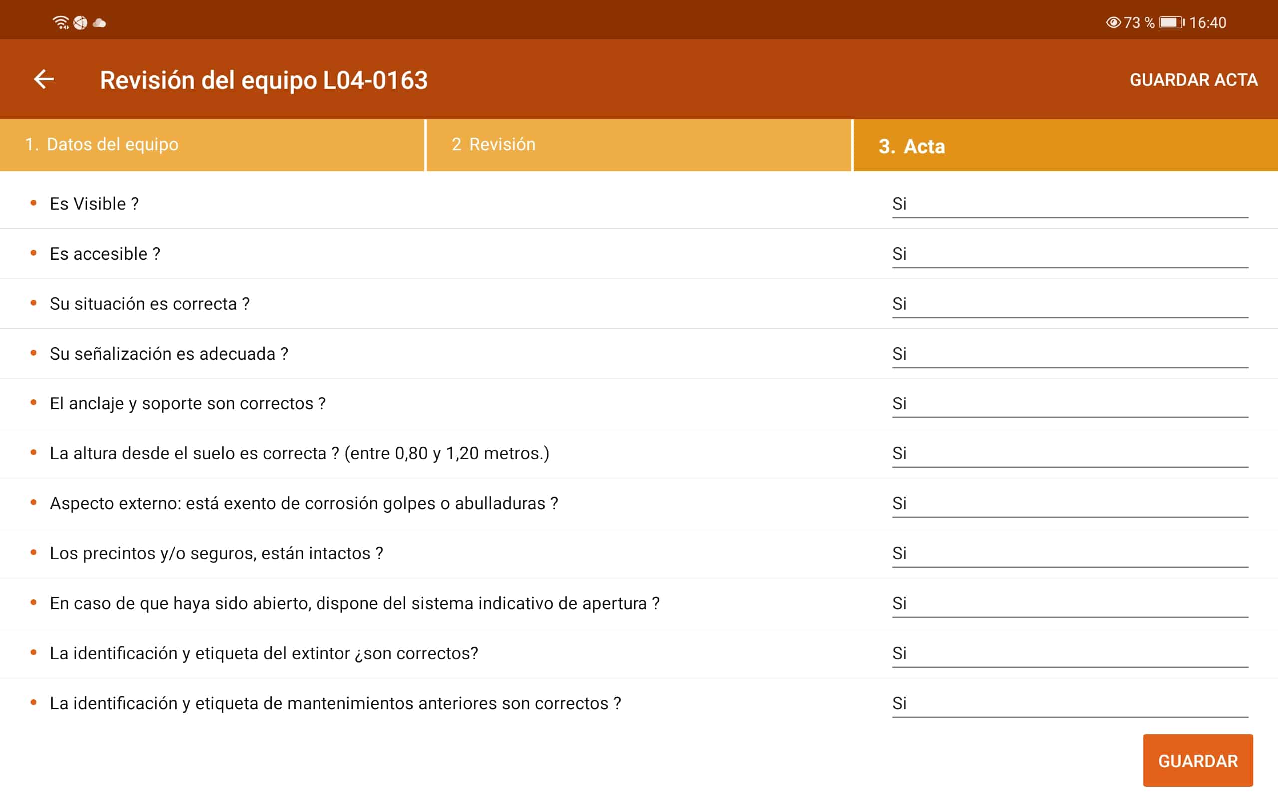 App móvil de Befire para técnicos de PCI