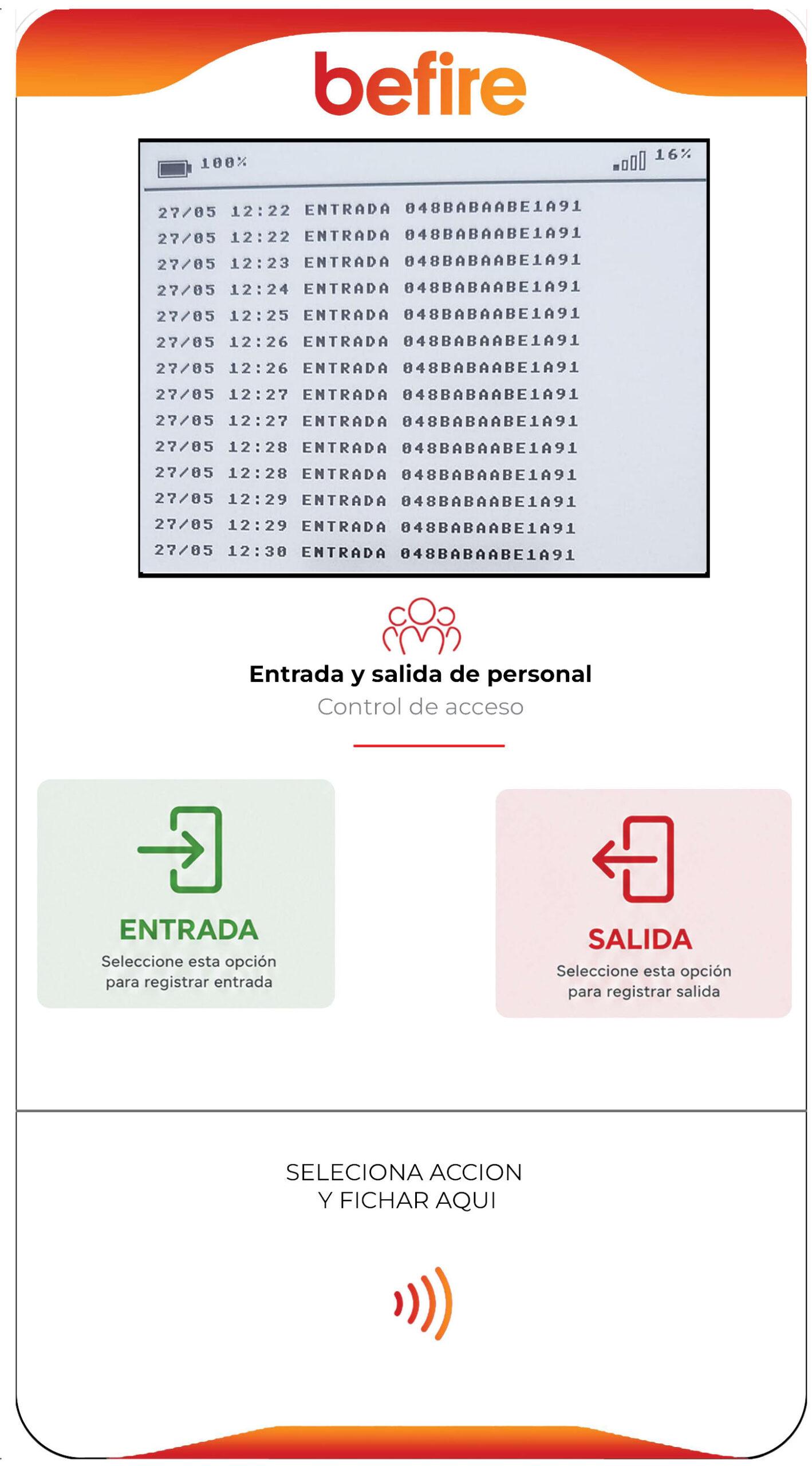 Dispositivo de fichaje personalizado de Befire