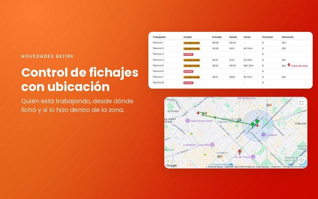Control de fichajes con ubicación en Befire