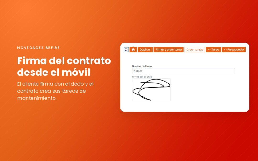 Firma del contrato de mantenimiento desde el móvil en Befire