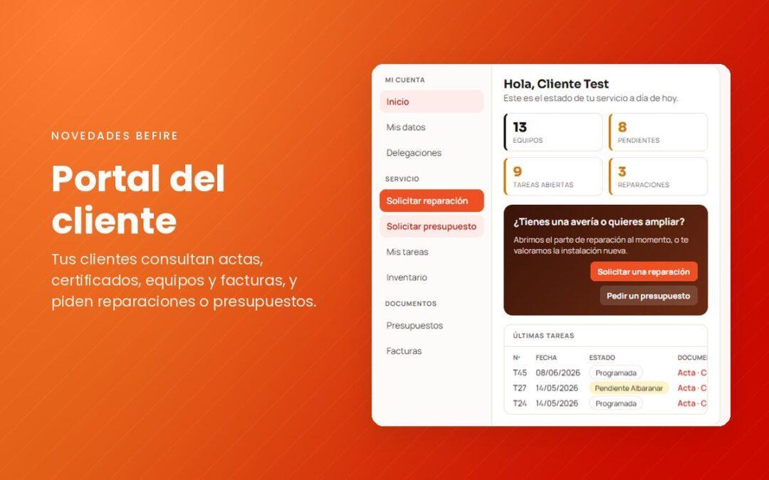 Portal del cliente de Befire