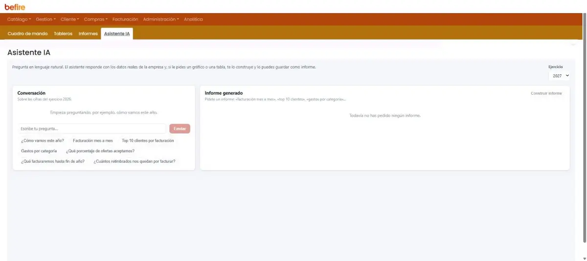 El asistente IA responde a la pregunta con un gráfico de los 10 clientes con más facturación